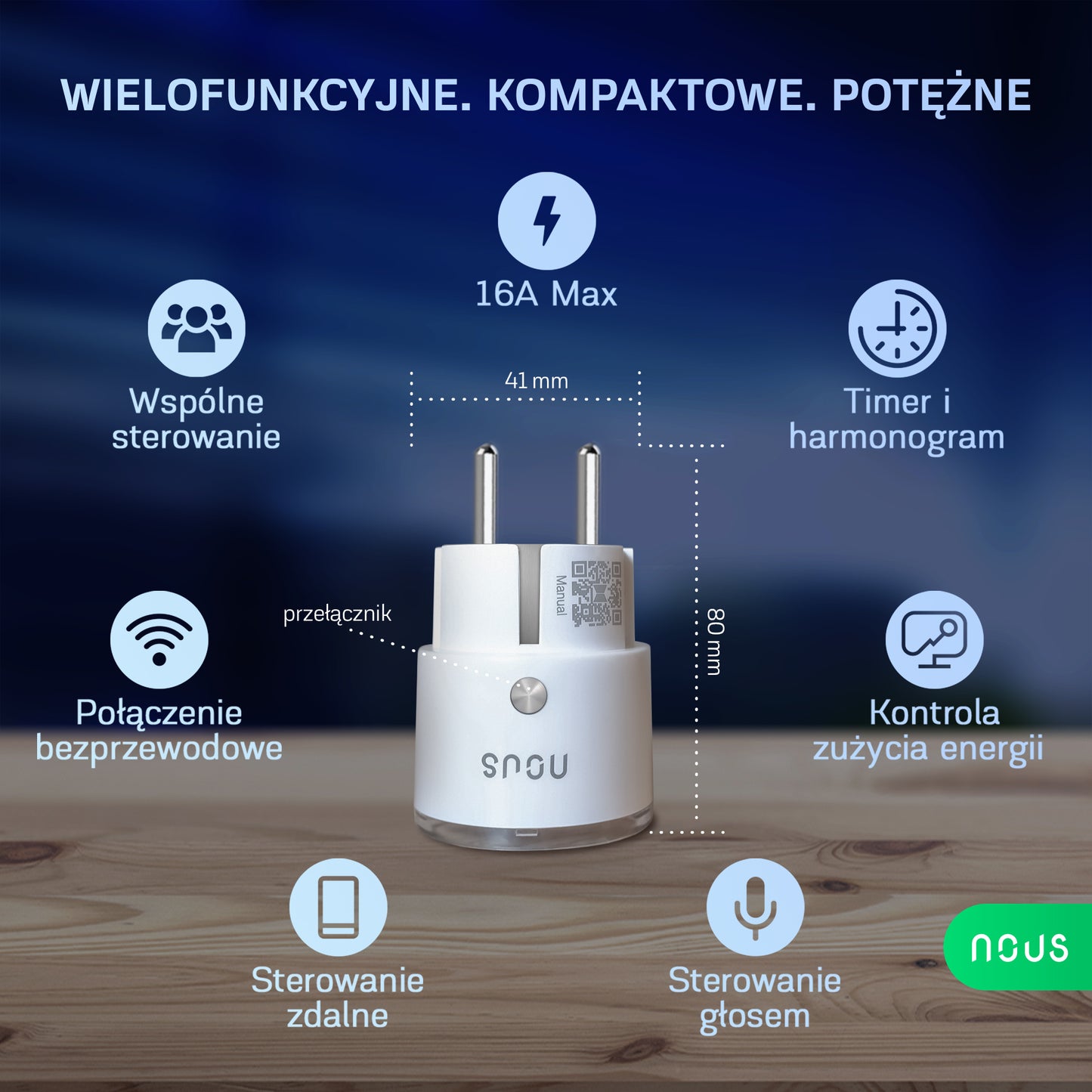 Inteligentne gniazdko wifi smart NOUS A1 (zestaw z 4)