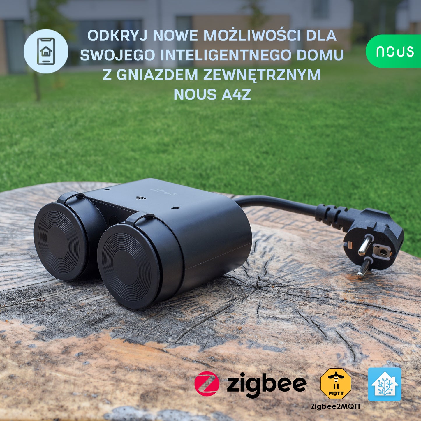 ZigBee Inteligentne podwójne gniazdko zewnętrzne NOUS A4Z