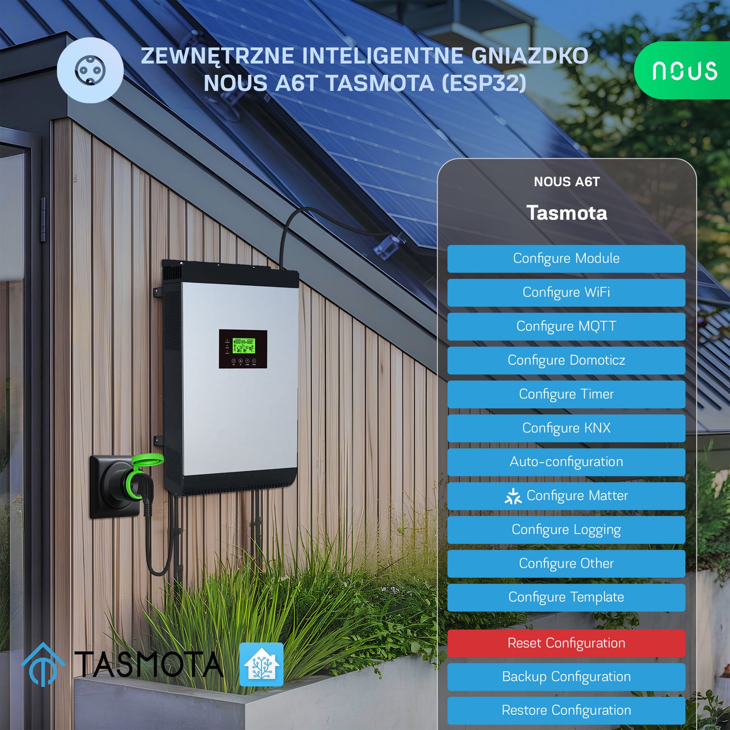 Zewnętrzne inteligentne gniazdko Tasmota NOUS A6T