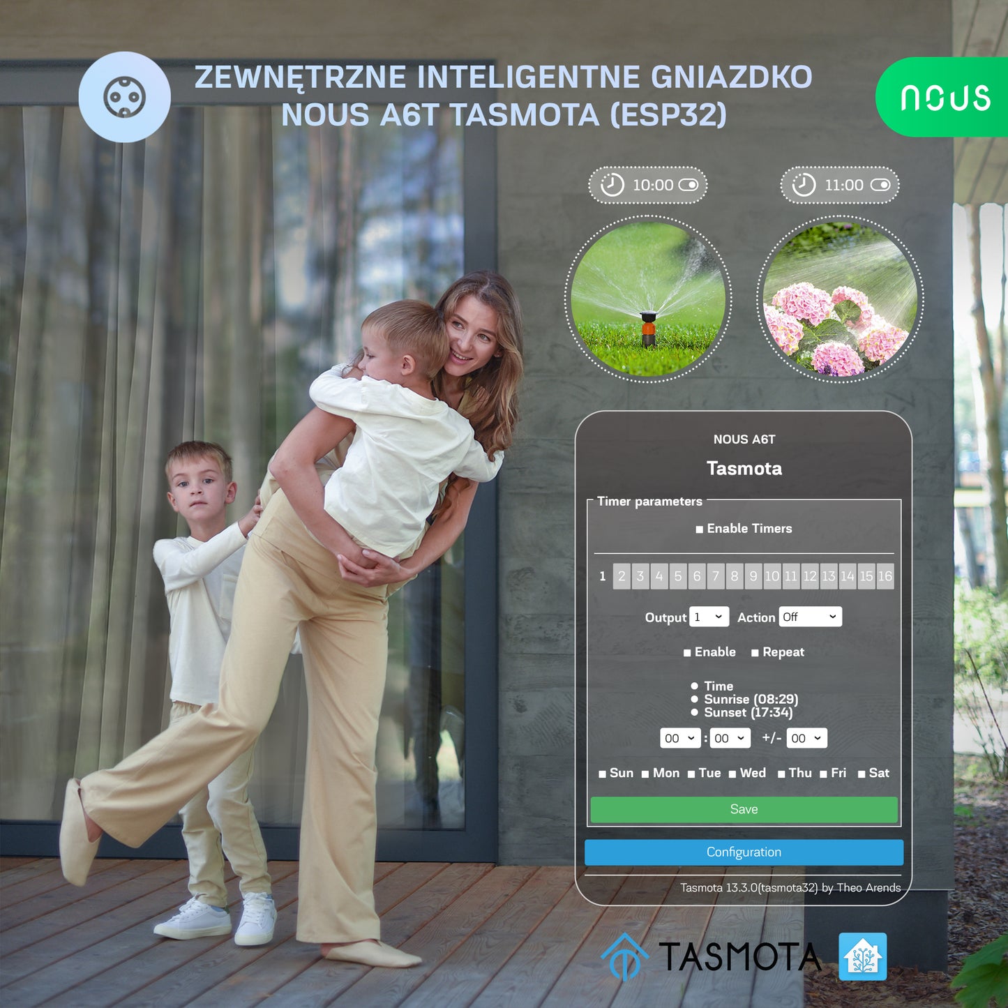 Zewnętrzne inteligentne gniazdko Tasmota NOUS A6T