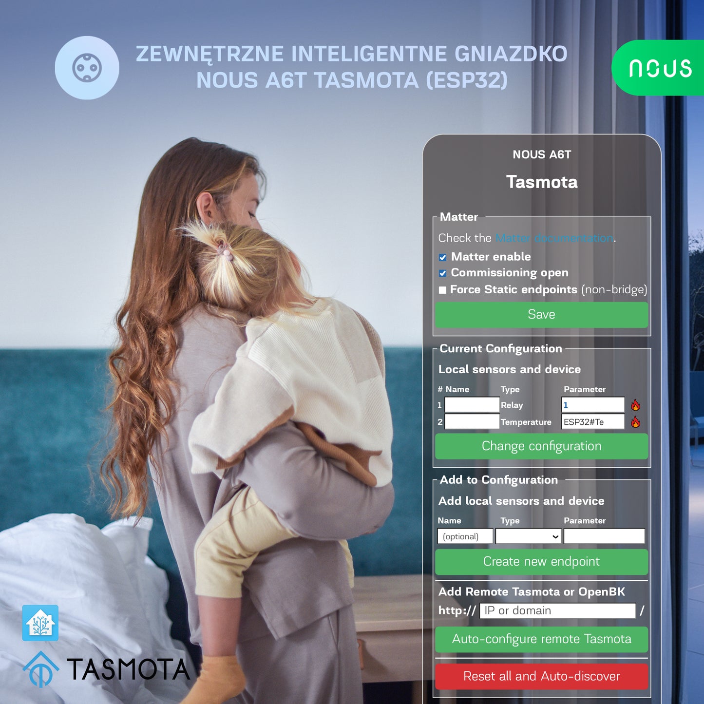 Zewnętrzne inteligentne gniazdko Tasmota NOUS A6T