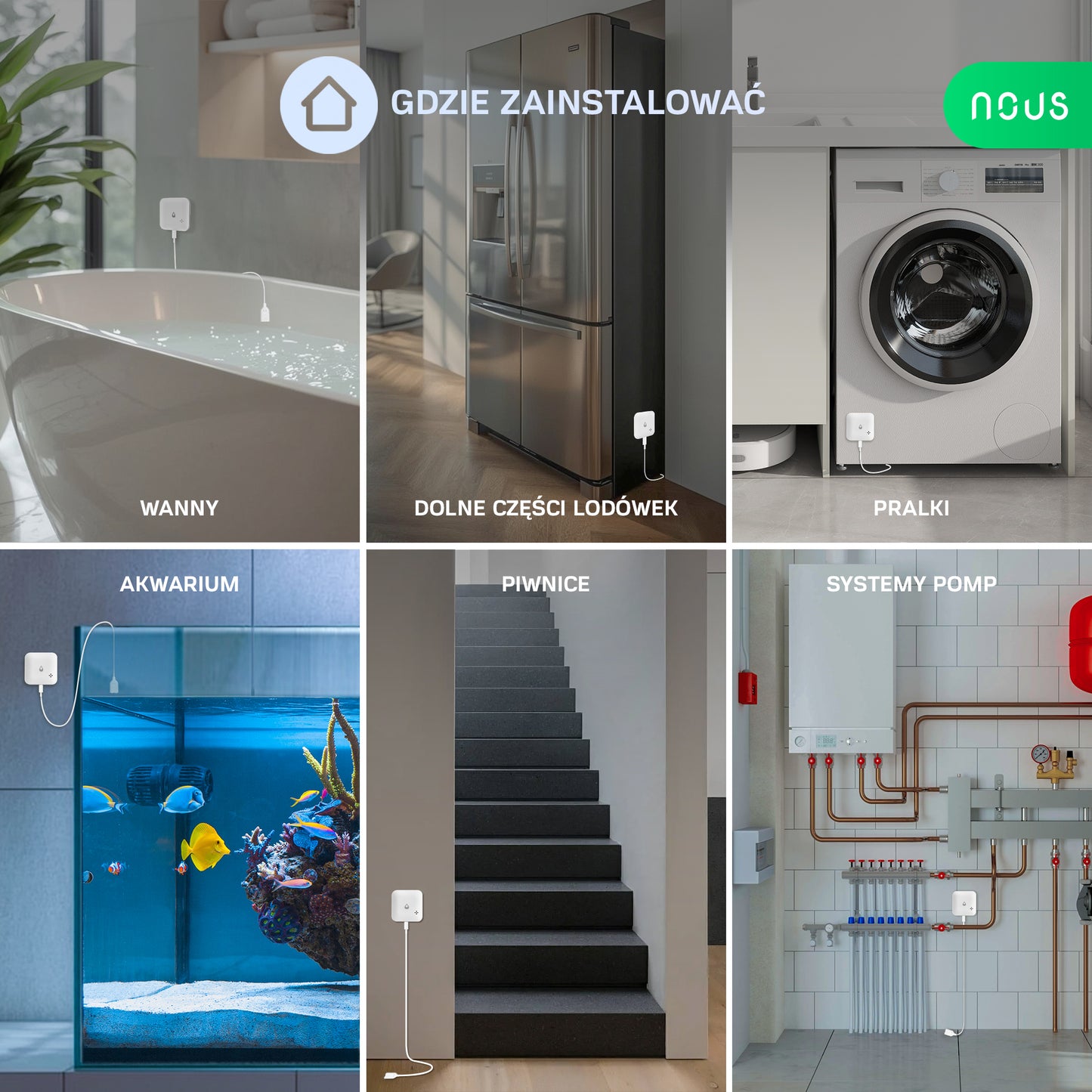 NOUS E13 ZigBee Sensor Zalania / Niedoboru Wody