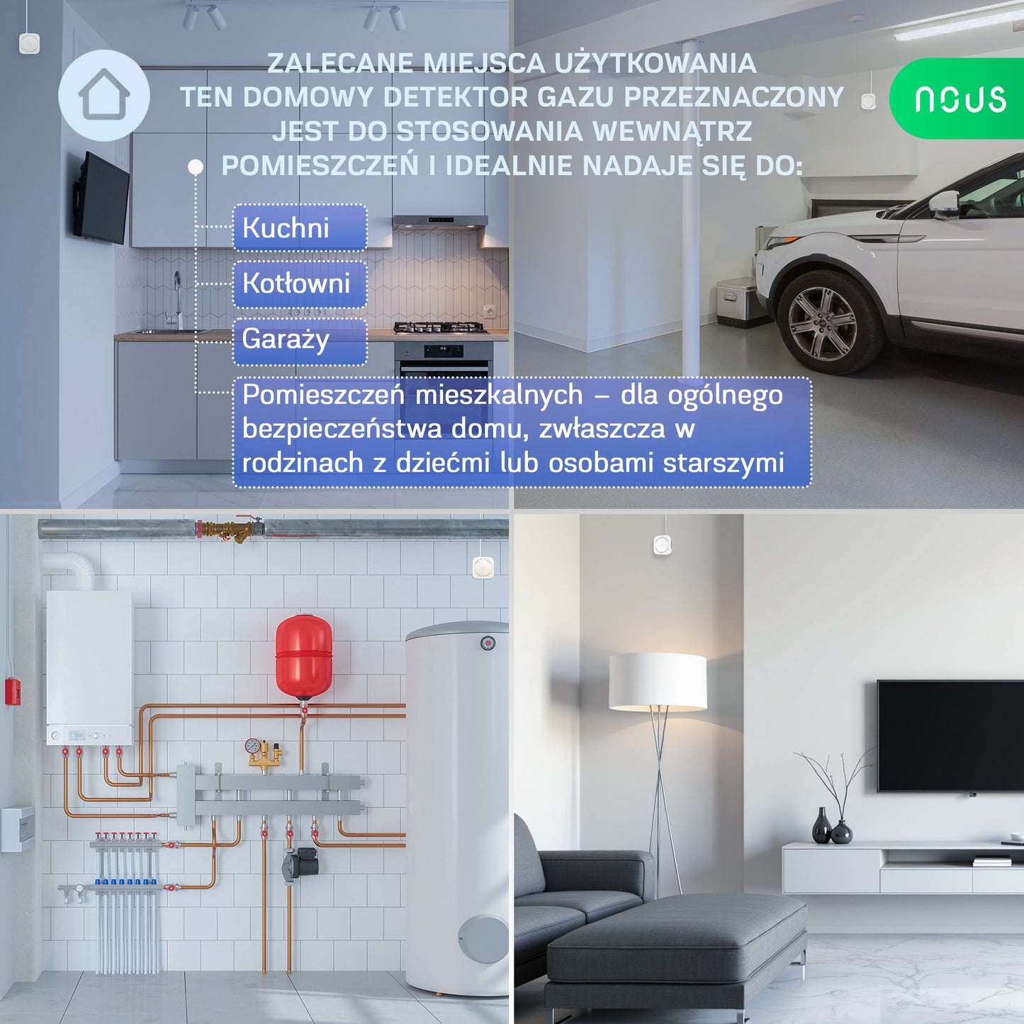 Inteligentny Czujnik Gazu Palnego ZigBee NOUS E9