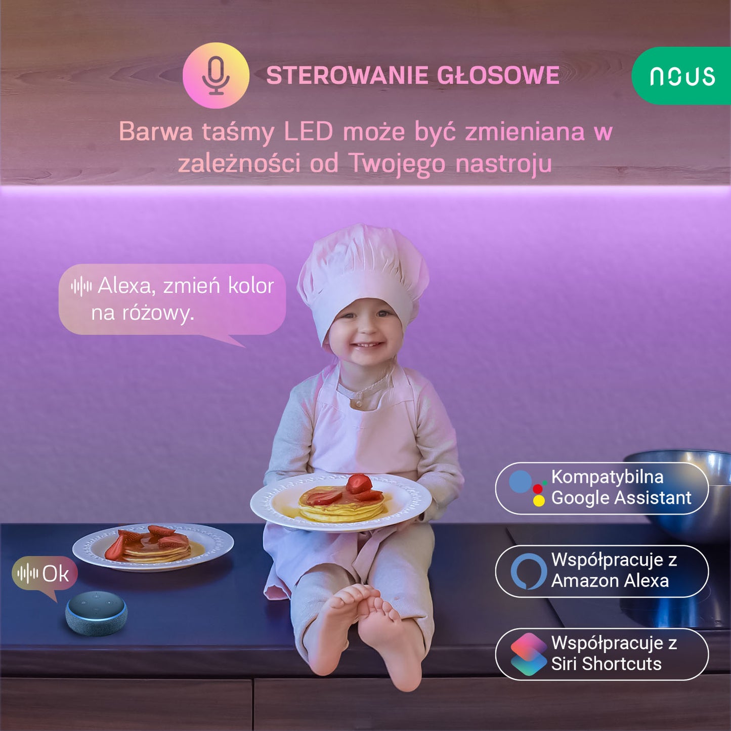 TAŚMA LED NOUS F2 WIFI SMD5050 10M RGB KOLOROWA+PILOT TUYA