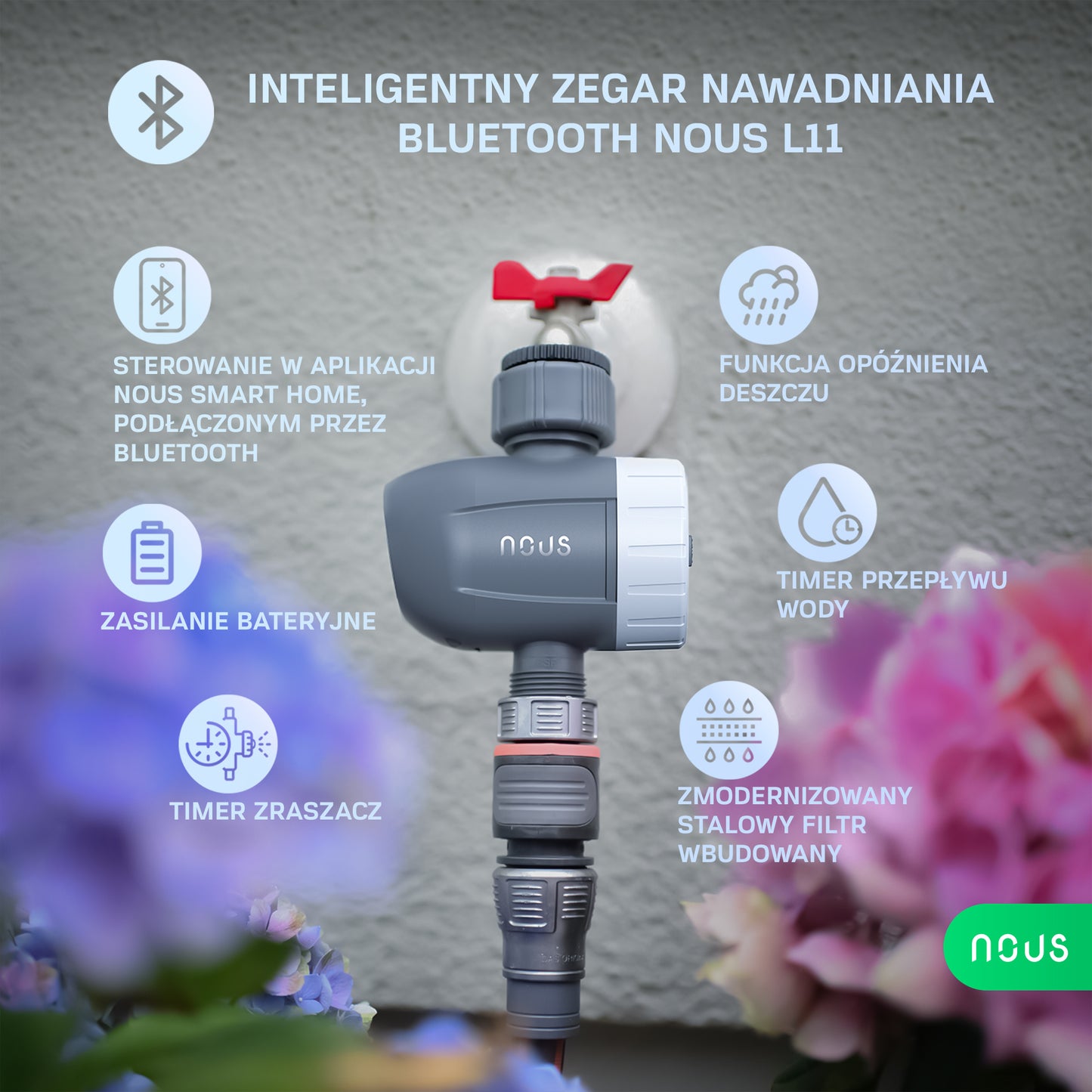 Inteligentny zegar nawadniania Bluetooth Nous L11