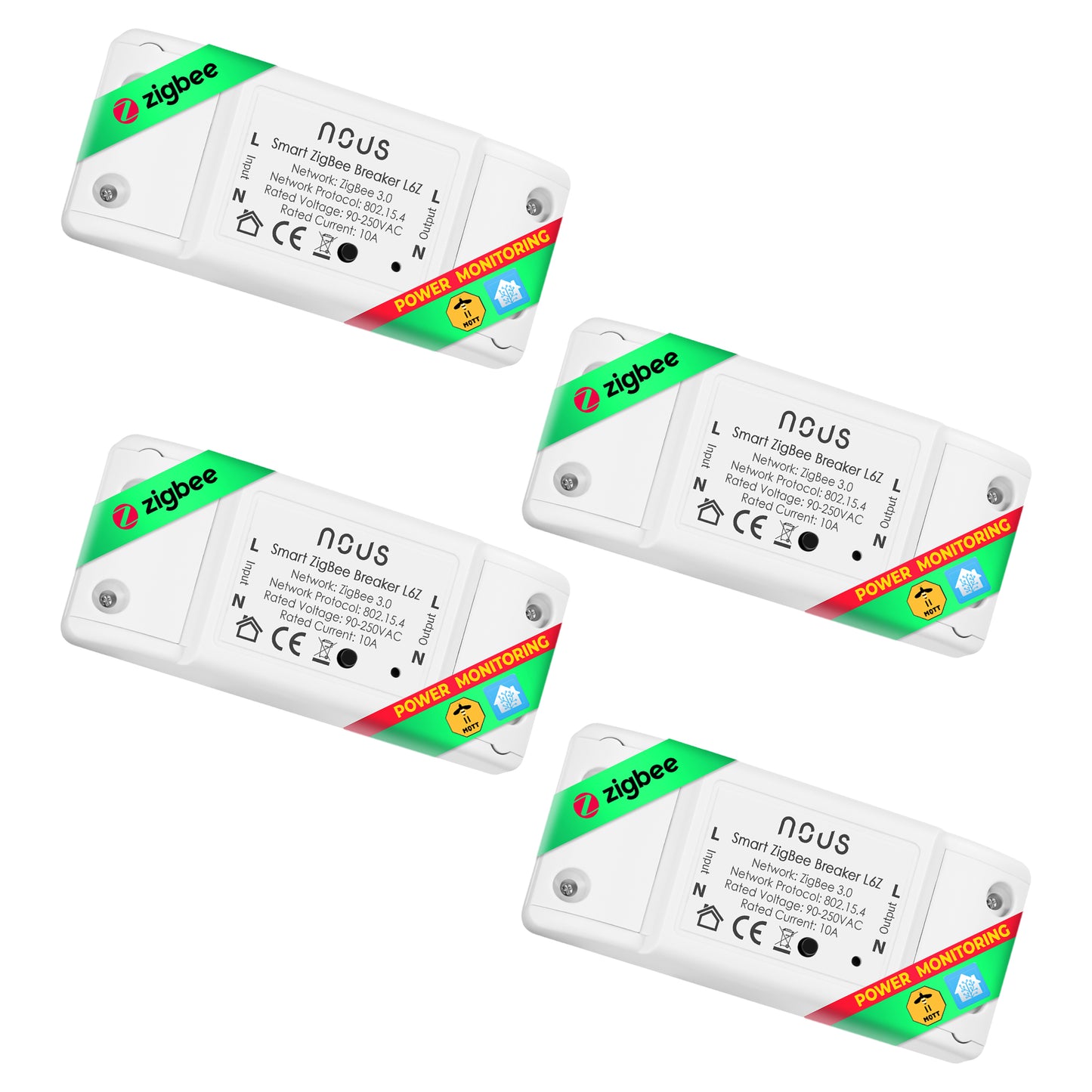 Inteligentny przekaźnik łącznikowy ZigBee NOUS L6Z TUYA (zestaw z 4)