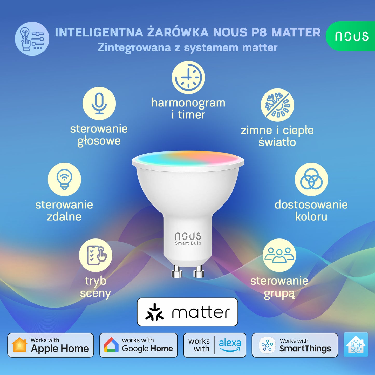 Inteligentna żarówka NOUS WIFI P8 (zestaw z 2)
