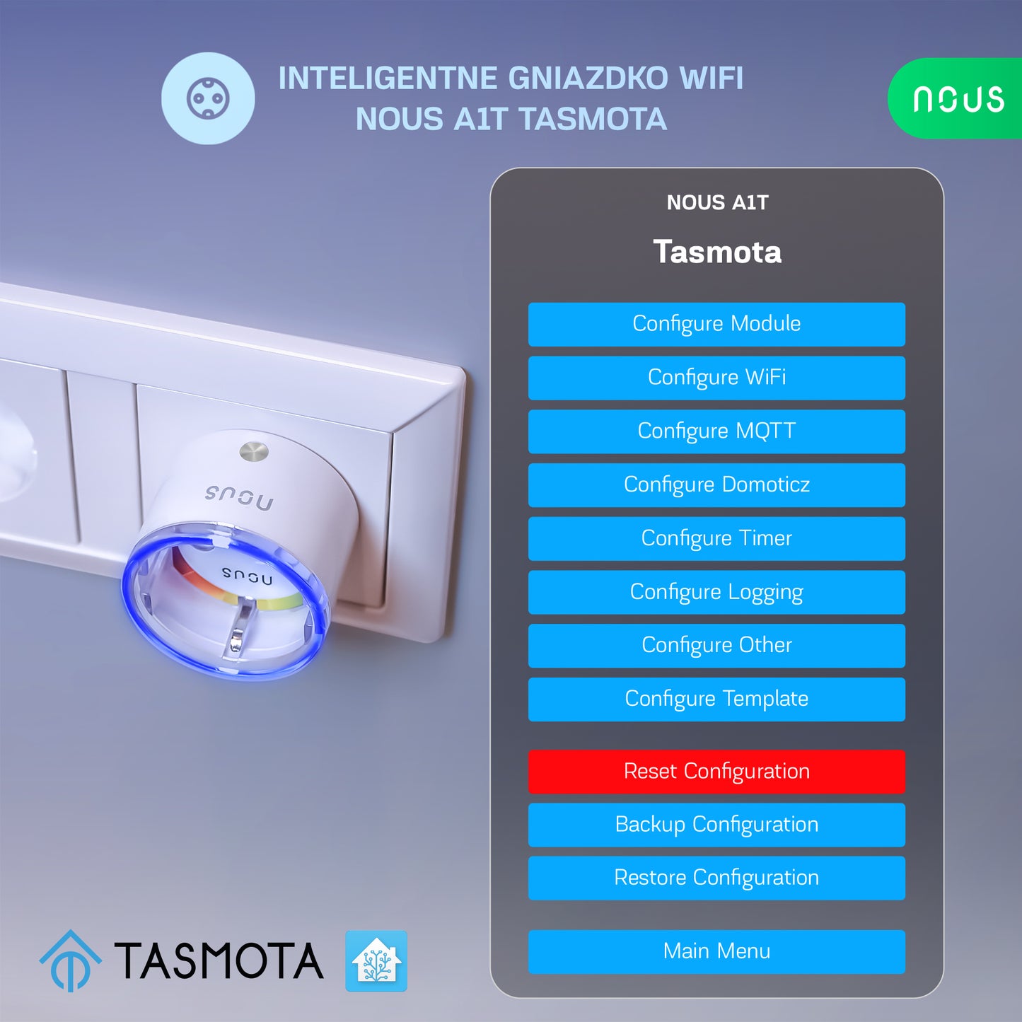 Inteligentne gniazdko wifi NOUS A1T Tasmota (zestaw z 4)