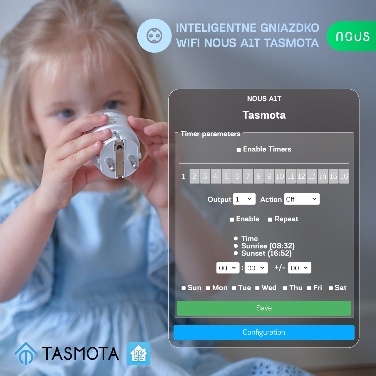 Inteligentne gniazdko wifi NOUS A1T Tasmota (zestaw z 4)