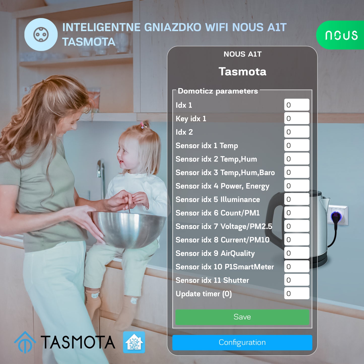 Inteligentne gniazdko wifi NOUS A1T Tasmota (zestaw z 4)