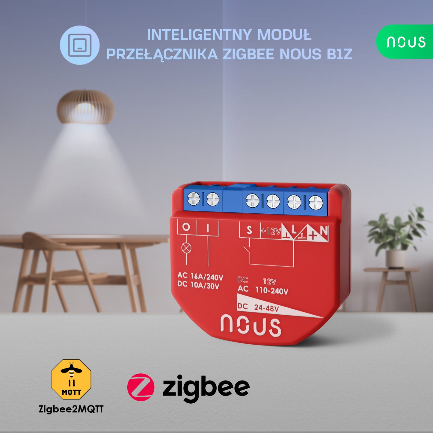 B1Z NOUS 1-kan. inteligentny moduł przekaźnika dopuszkowy ZigBee