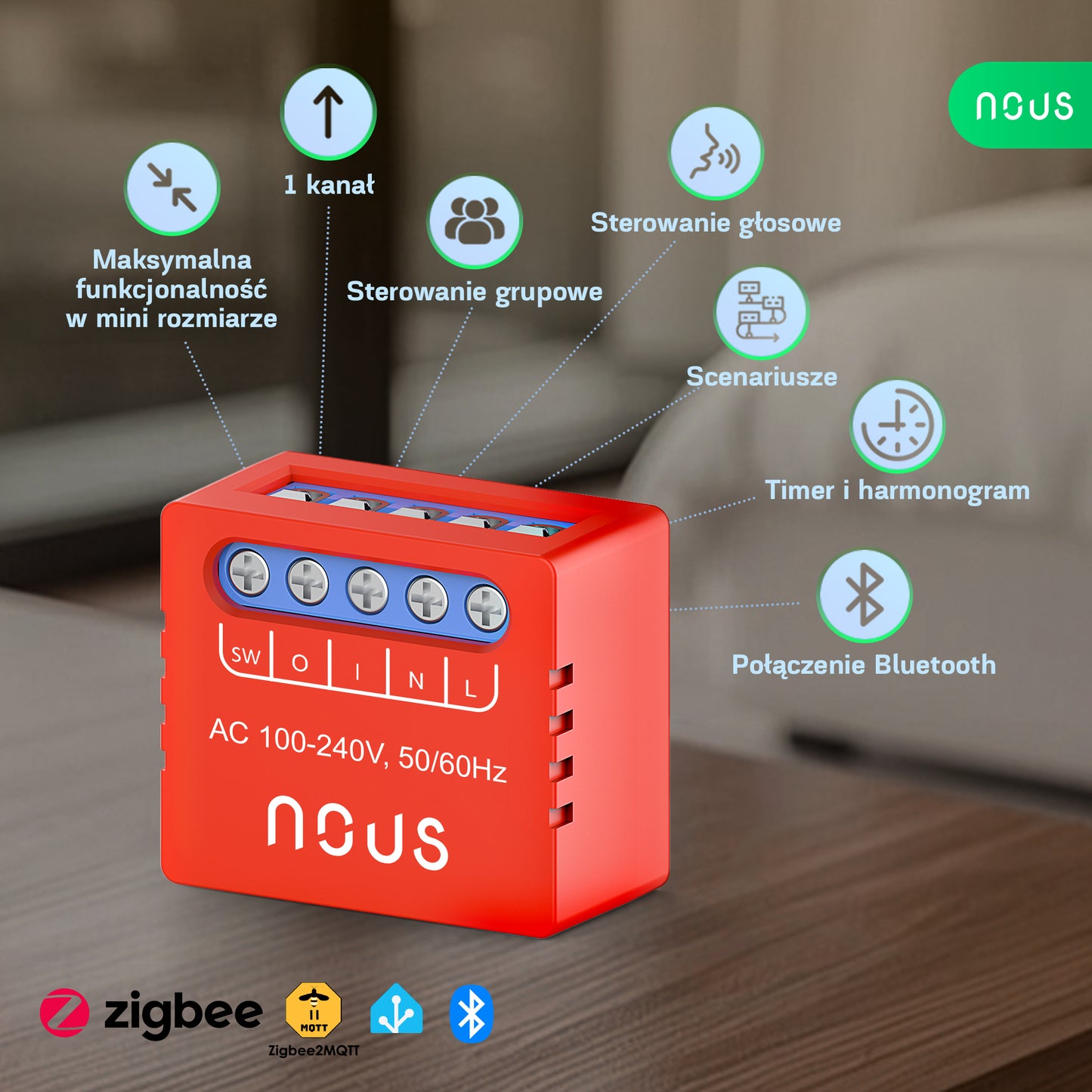 Moduł inteligentnego mini przełącznika NOUS B6Z ZigBee