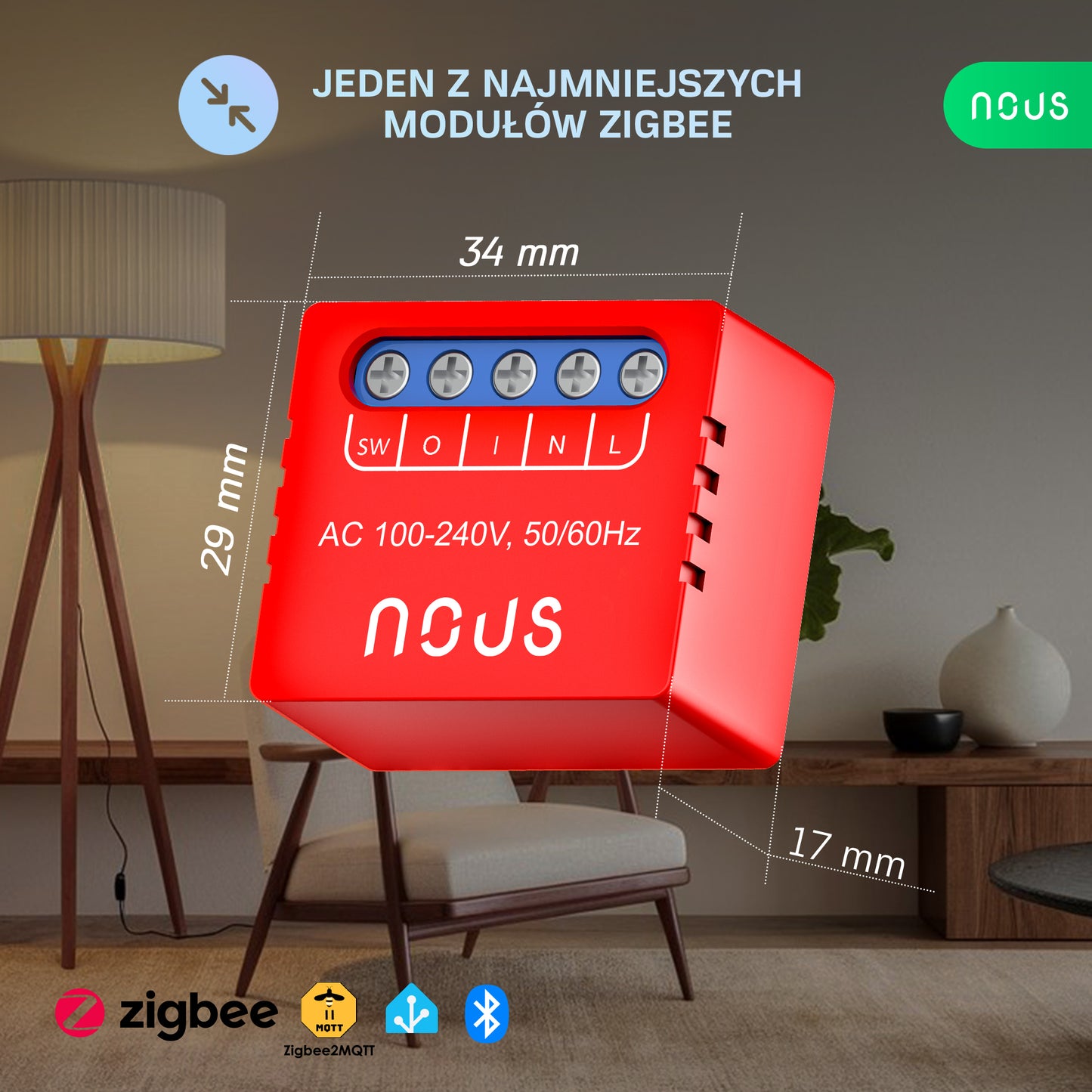 Moduł inteligentnego mini przełącznika NOUS B6Z ZigBee