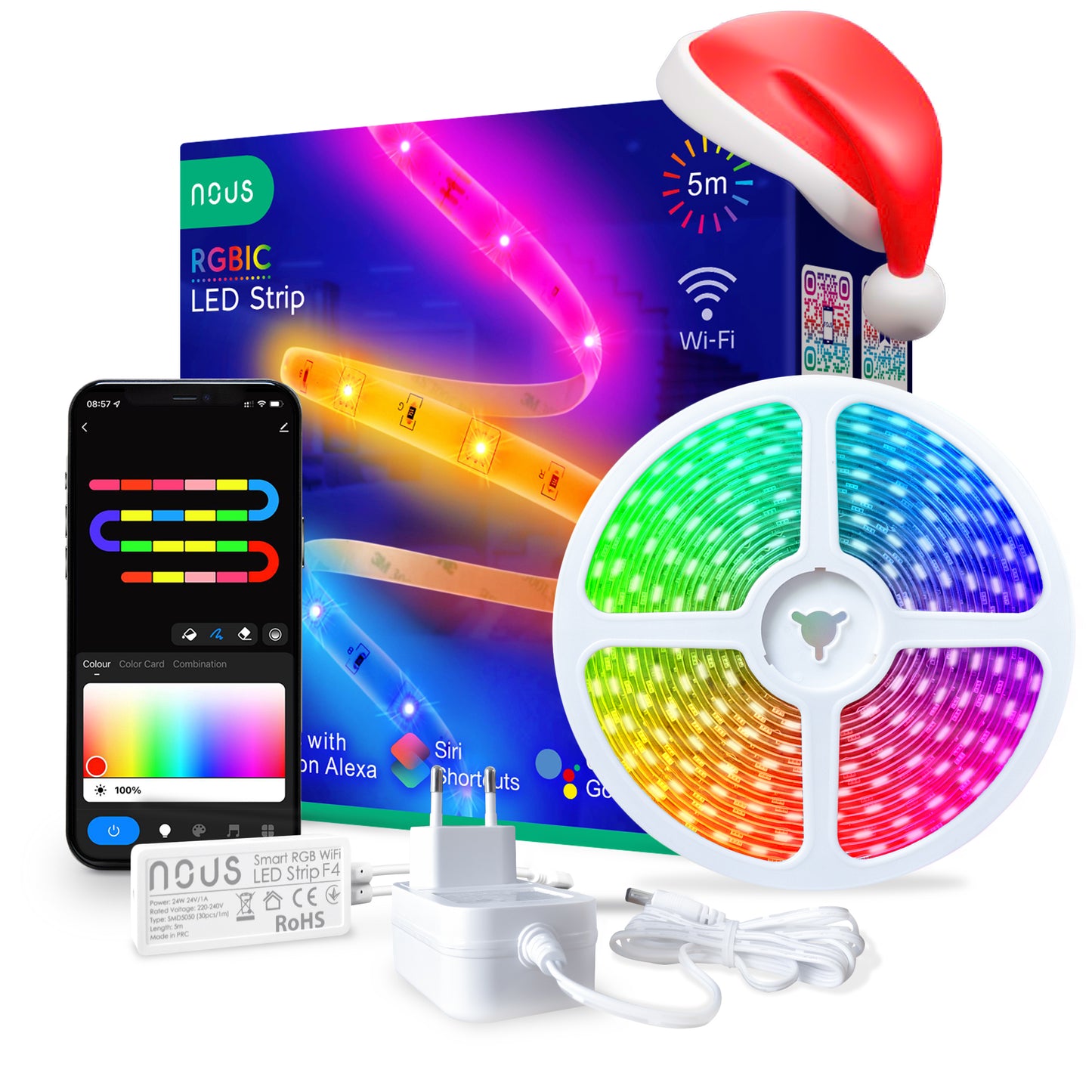 Taśma inteligentna LED RGB+IC WiFi 5m Nous F4