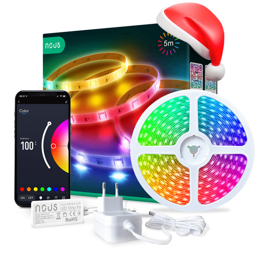 Taśma inteligentna LED RGB Bluetooth 5m Nous F6