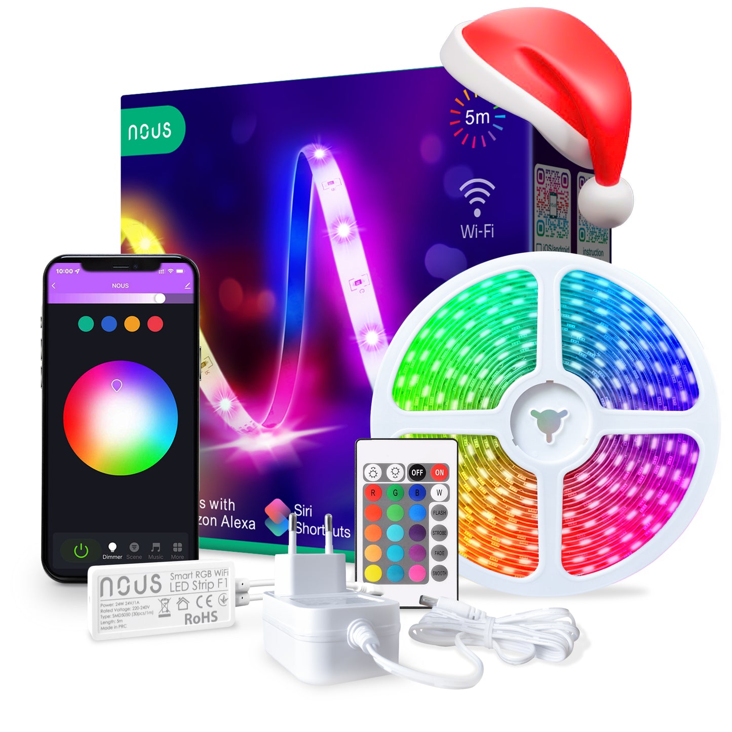 TAŚMA LED NOUS F1 WIFI SMD5050 5M RGB KOLOROWA+PILOT TUYA