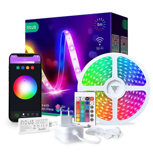 TAŚMA LED NOUS F1 WIFI SMD5050 5M RGB KOLOROWA+PILOT TUYA