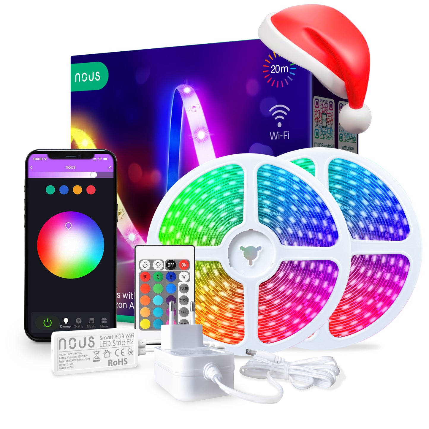 TAŚMA LED NOUS F3 WIFI SMD5050 20M RGB KOLOROWA+PILOT TUYA
