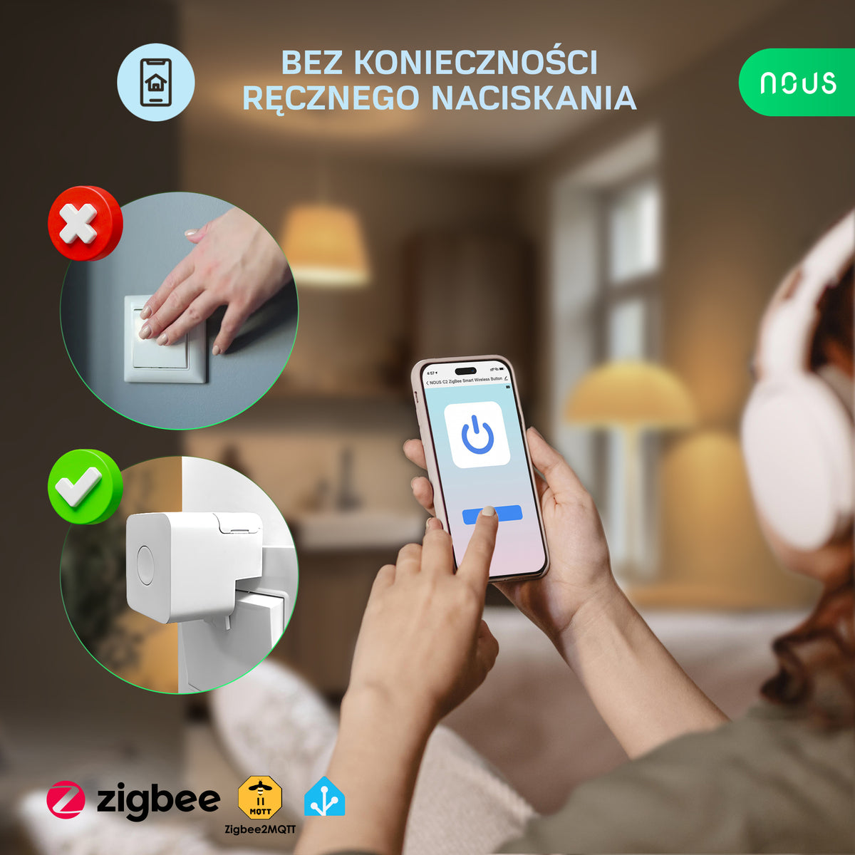 NOUS C2 ZigBee Smart Bezprzewodowy Sterownik przycisku