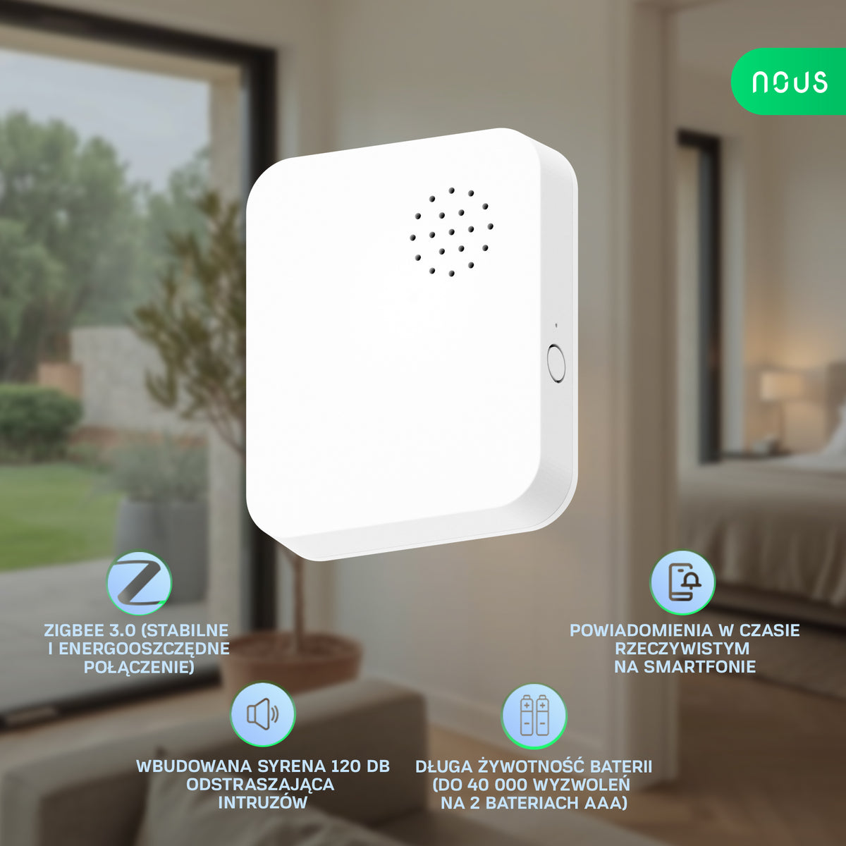 NOUS E14 ZigBee Smart Vibration Sensor (z alarmem)