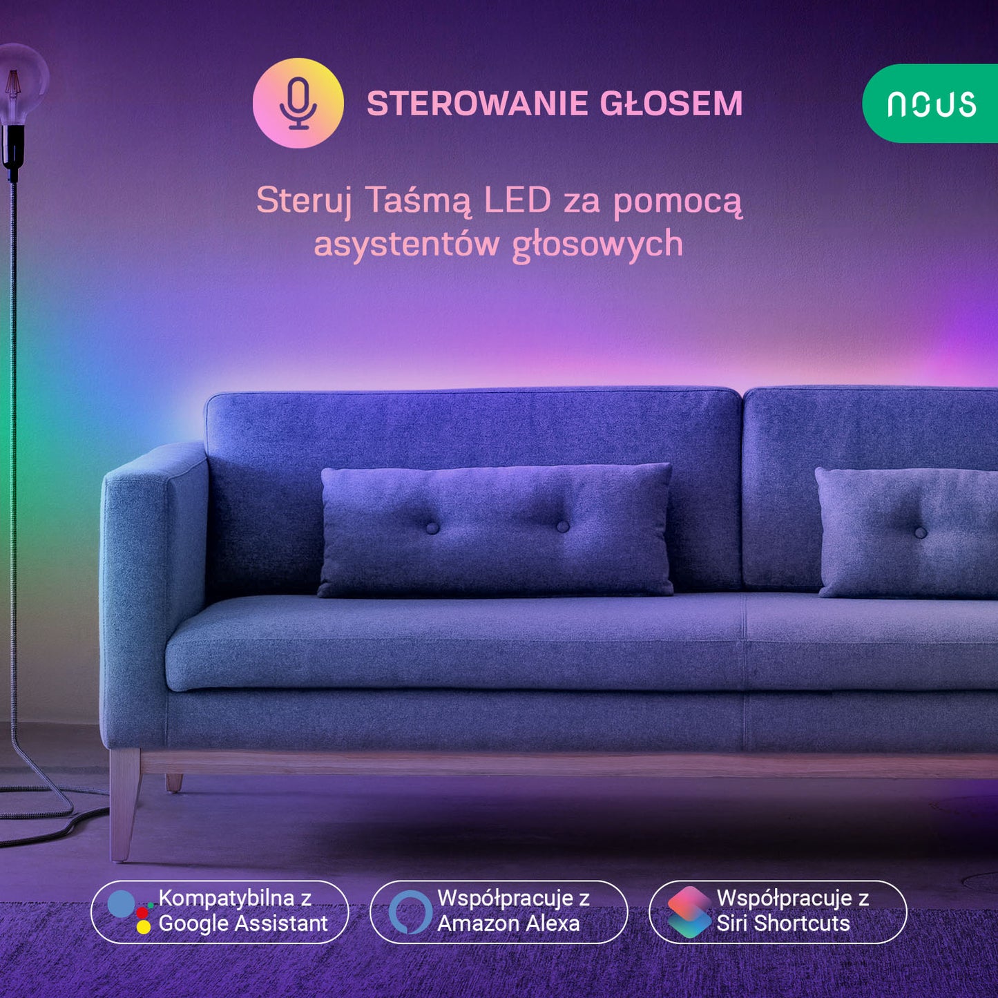 Taśma inteligentna LED RGB+IC WiFi 5m Nous F4