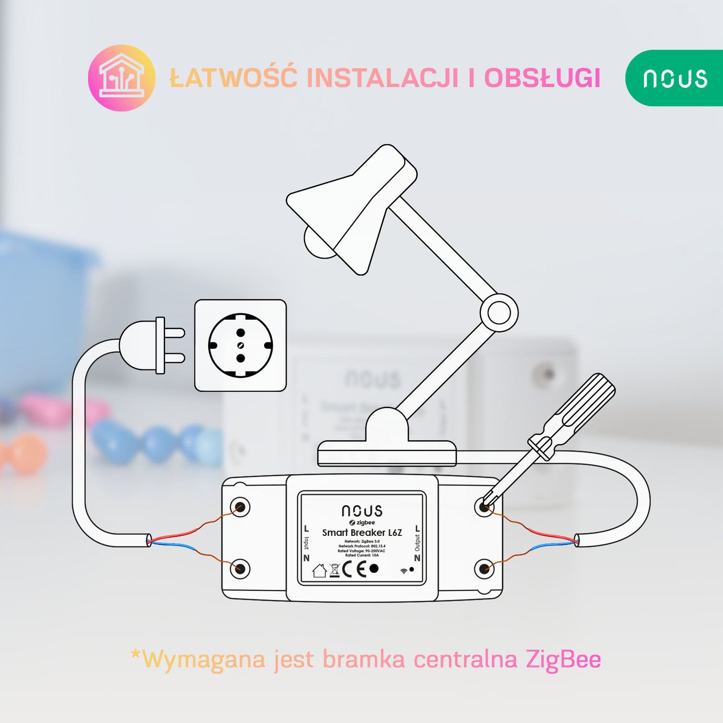 Inteligentny przekaźnik łącznikowy ZigBee NOUS L6Z TUYA