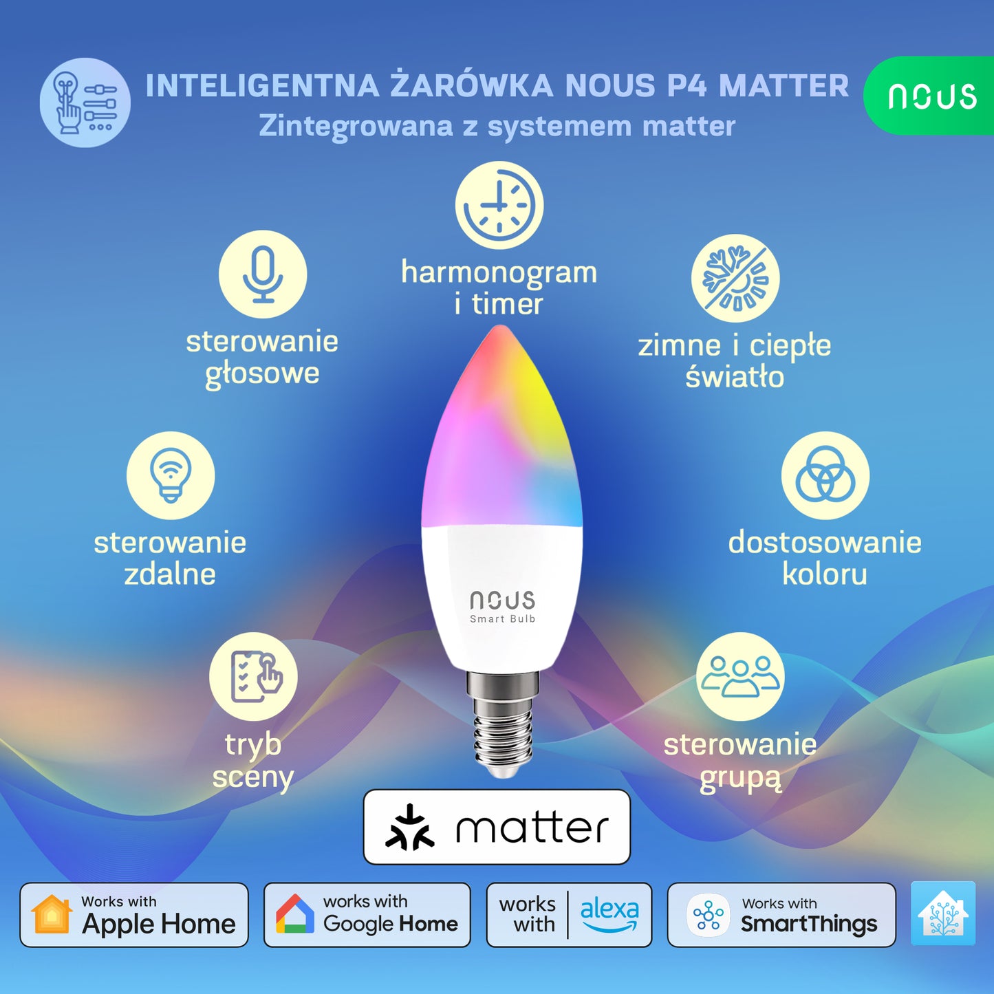 Inteligentna żarówka NOUS WIFI P4 (zestaw z 2)