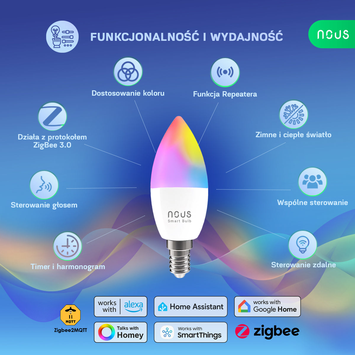 NOUS P4Z Zigbee Inteligentna żarówka (zestaw z 3)