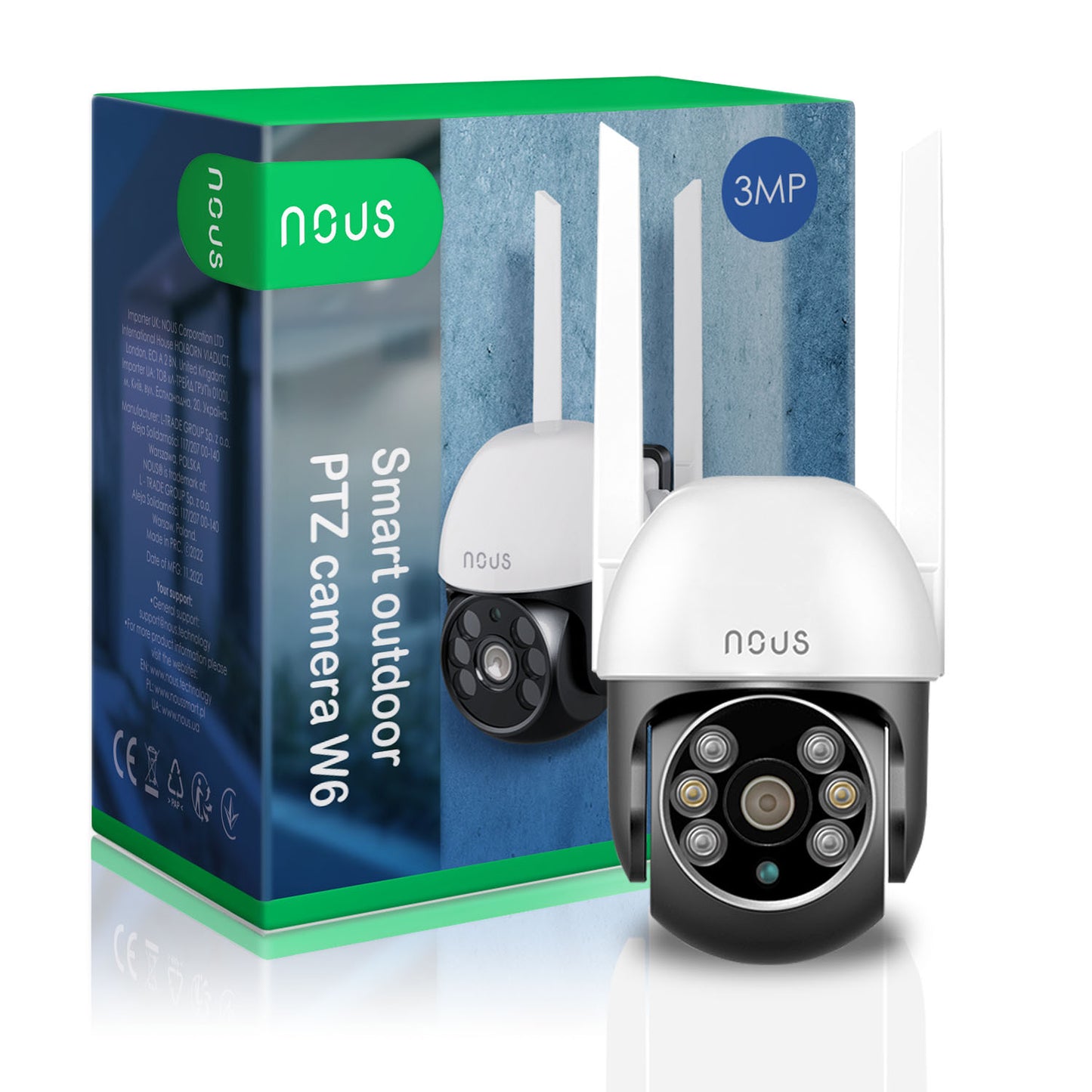 NOUS W6 Smart WiFi PTZ Zewnętrzna mini kamera IP 3MP